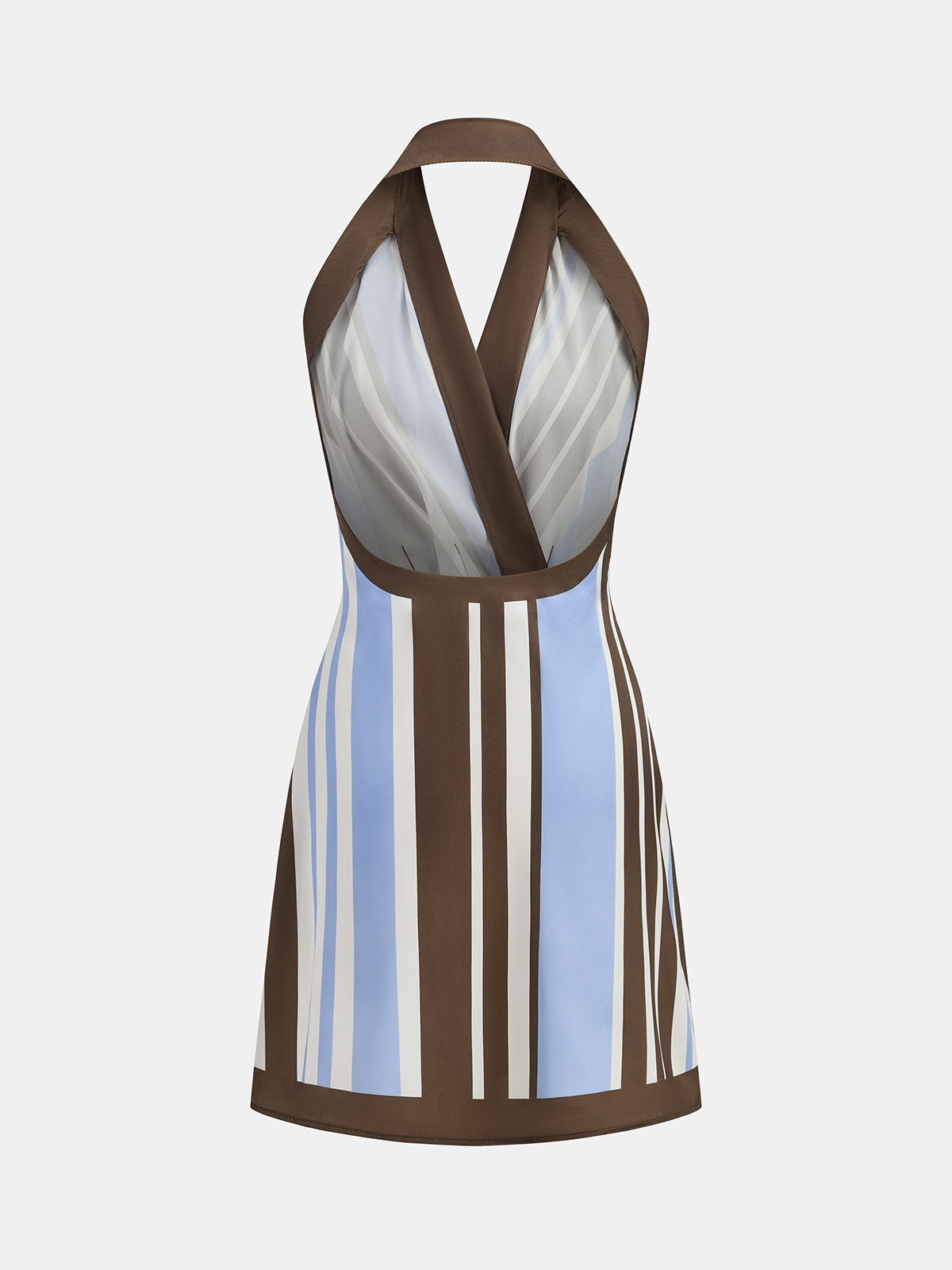 Halter Striped Satin Wrap Mini Dress