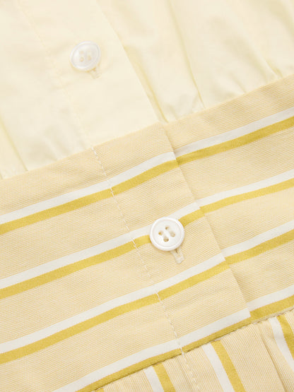 Cotton Striped Tie-Waist Shirt Dress