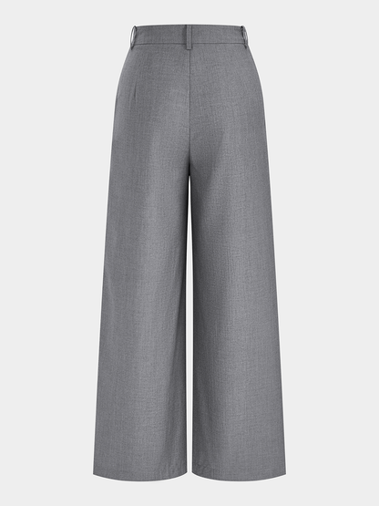 Wrap Front Mid-Waist Wide Leg Pants