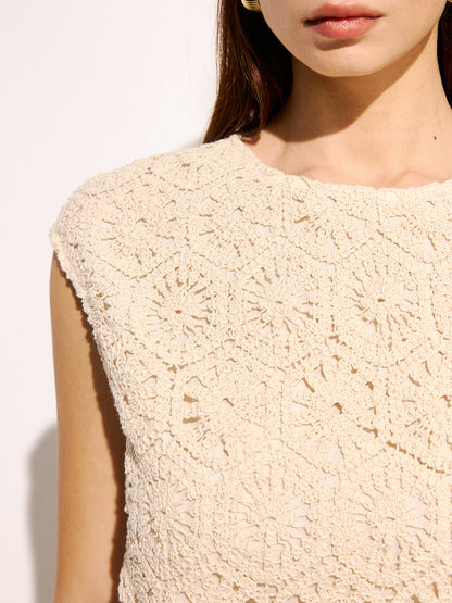 Crochet Sleeveless Crop Top & Pants Set