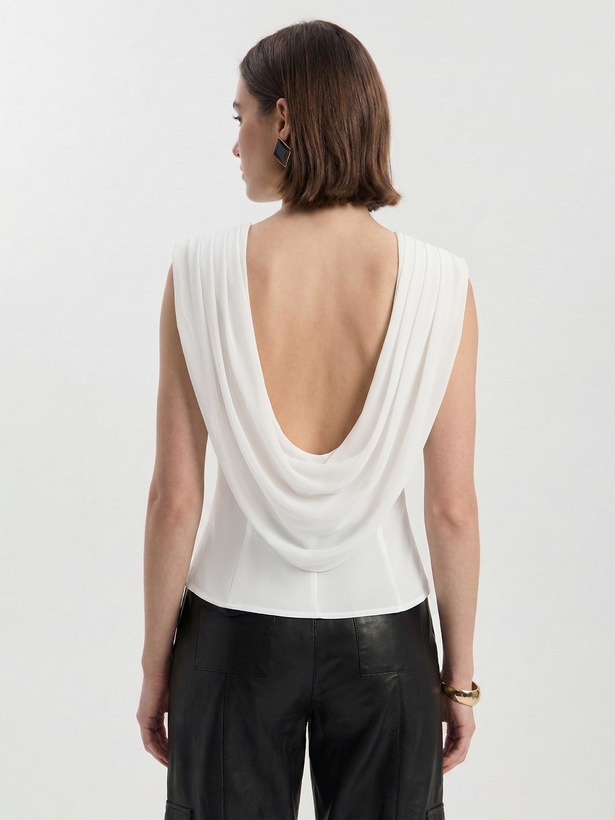 Draped Cowl-Back Sleeveless Top