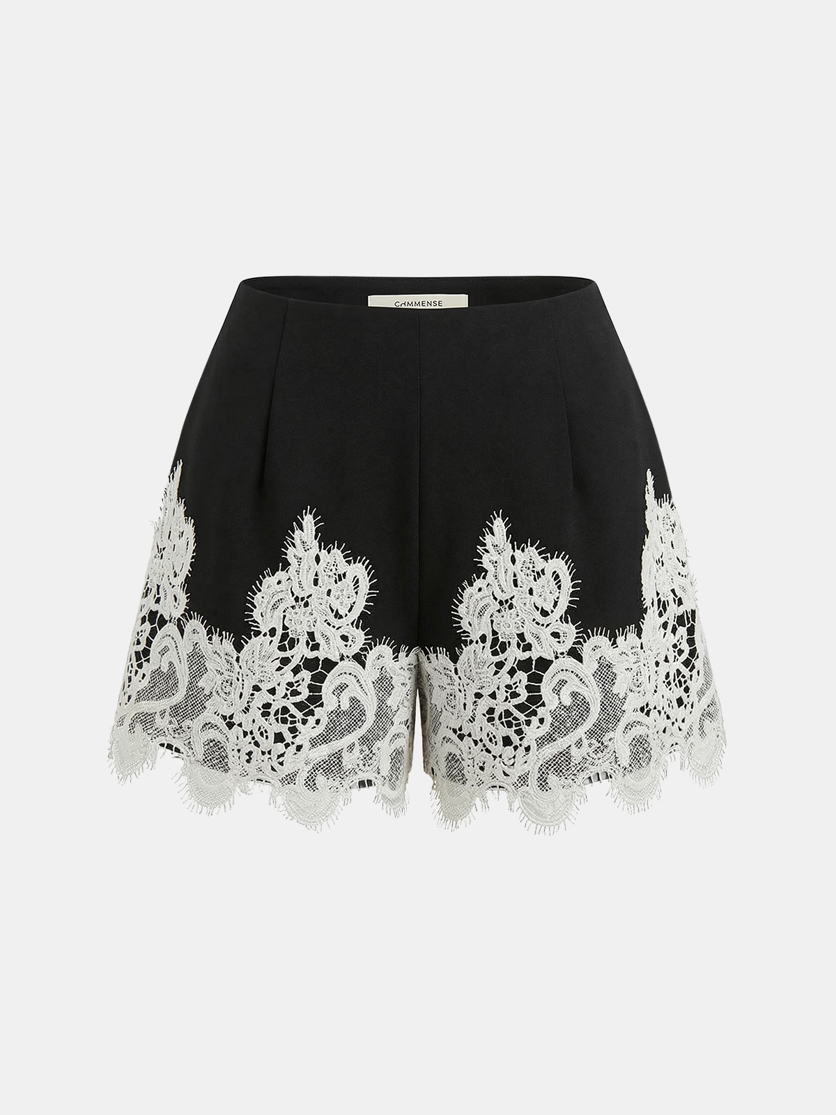 Contrast Lace Trim Mid-Waist Shorts