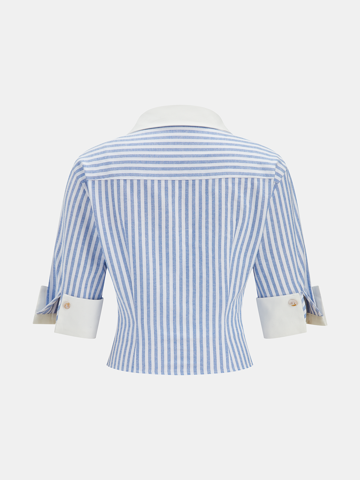 Striped Cotton Blend Cropped Shirt
