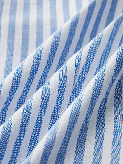 Striped Cotton Blend Cropped Shirt