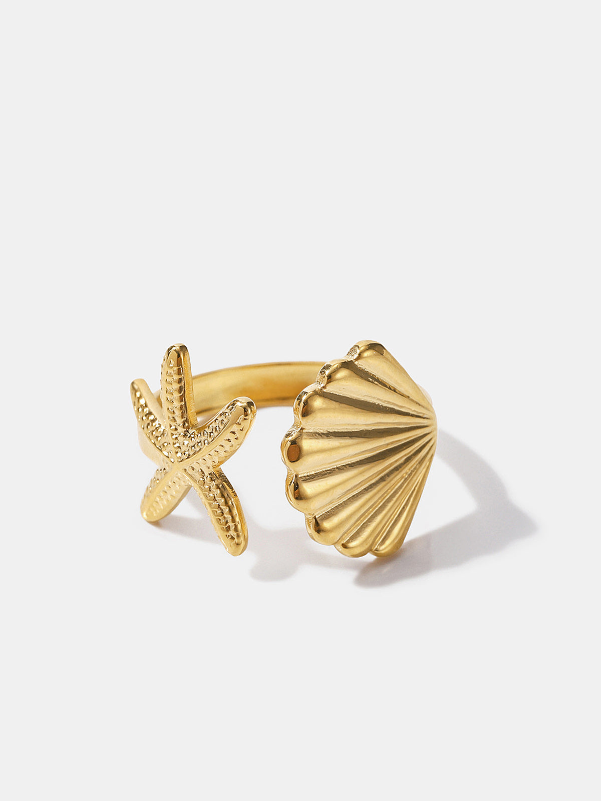 Starfish Shell Open Cuff Ring