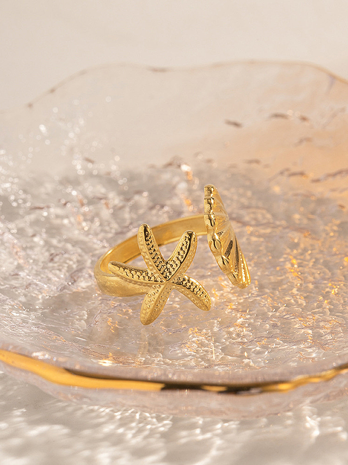 Starfish Shell Open Cuff Ring