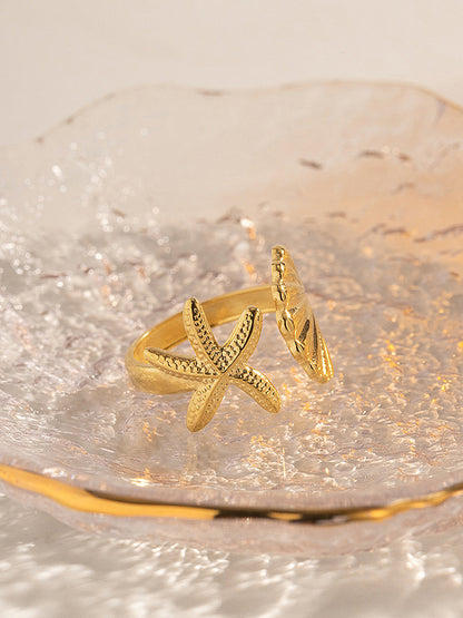 Starfish Shell Open Cuff Ring