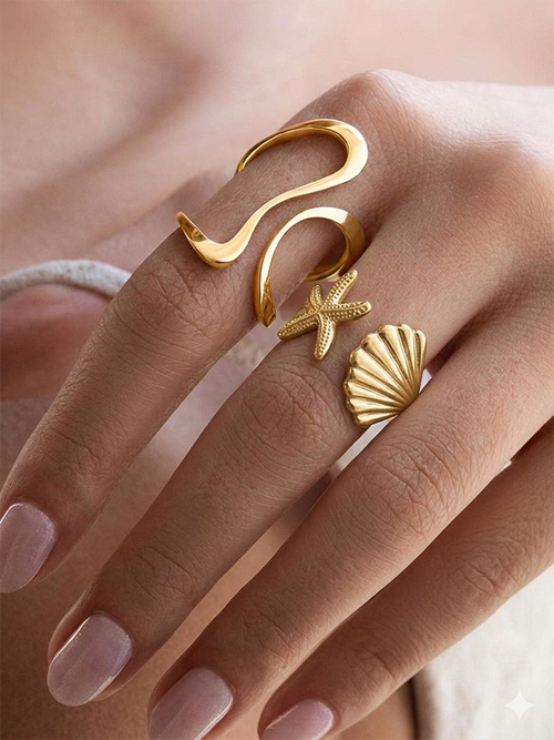 Starfish Shell Open Cuff Ring