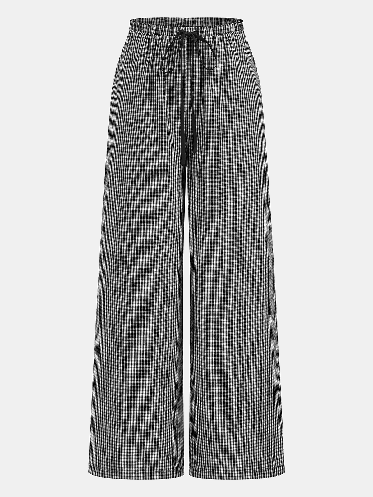 Gingham Lace-Up Sleeveless Top & Pants Set