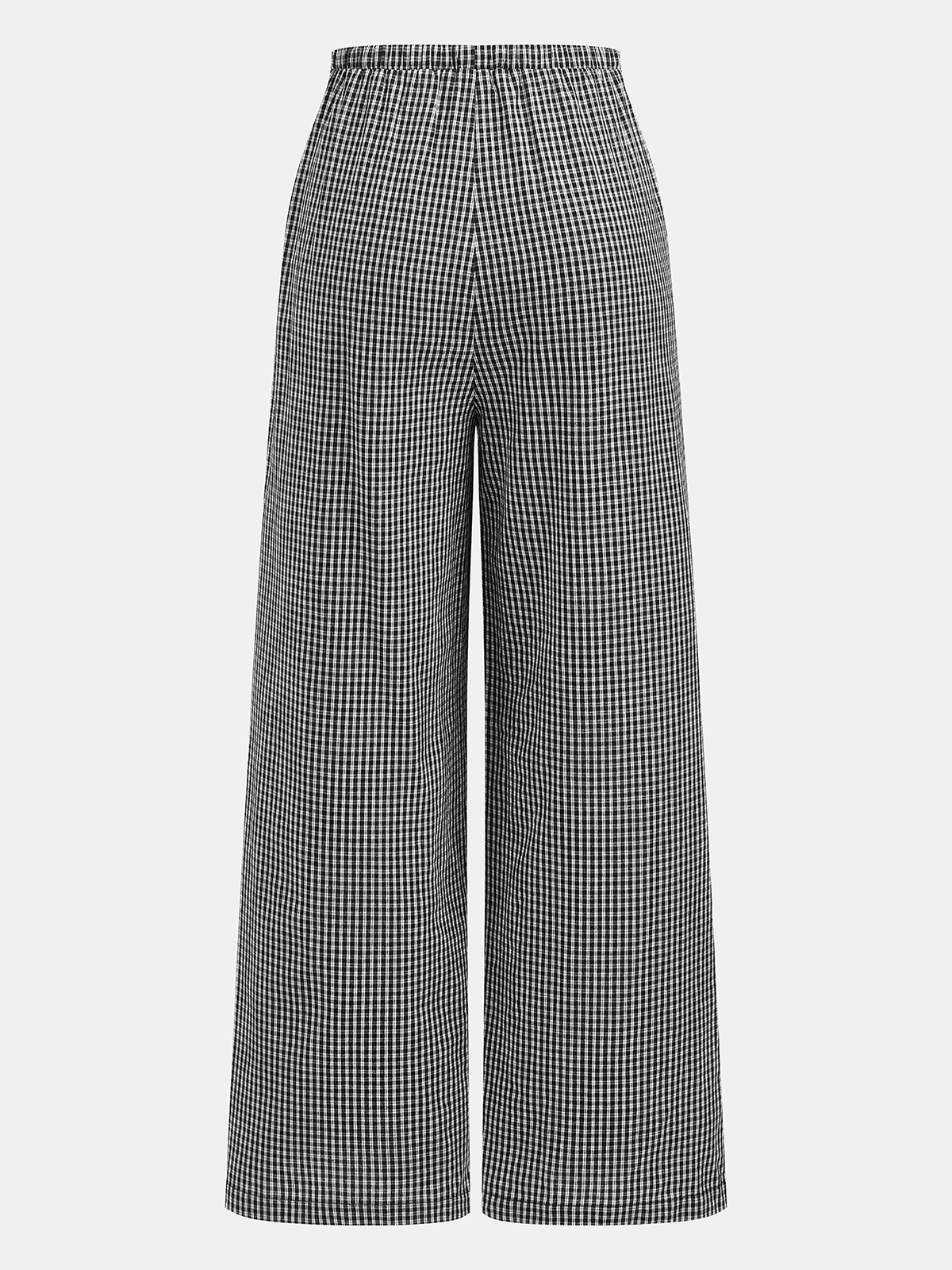 Gingham Lace-Up Sleeveless Top & Pants Set