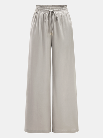 Satin One-Shoulder Top & Drawstring Pants Set