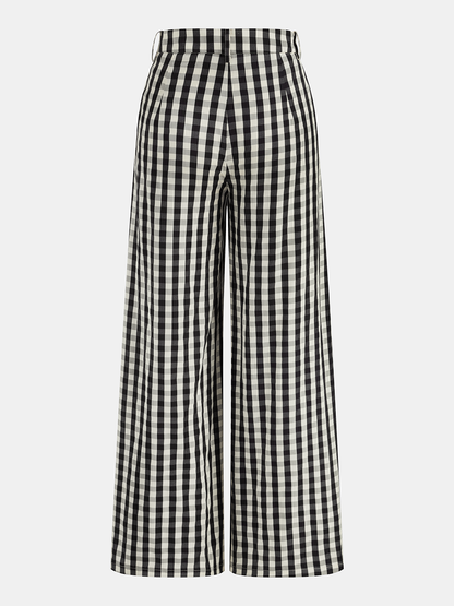 Gingham Halter Tie-Waist Top & Pants Set