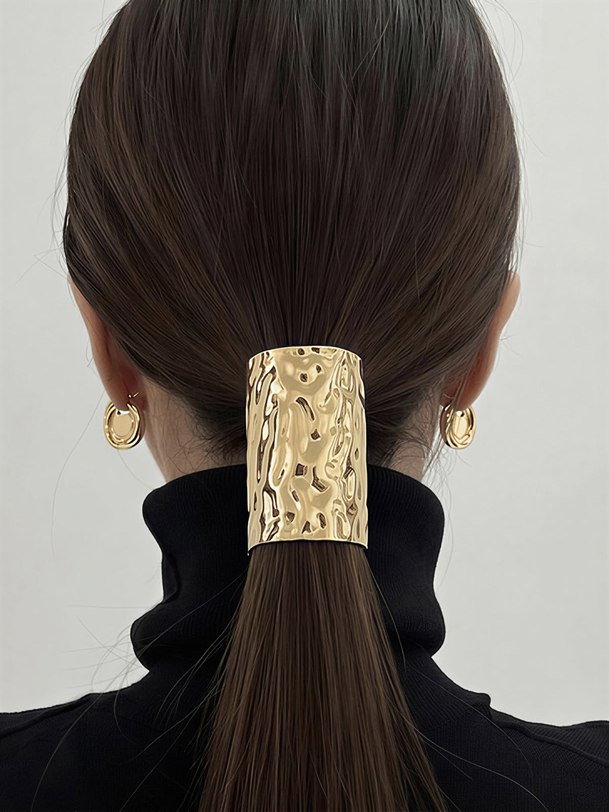 Hammered Textured Metal Ponytail Hair Clip
