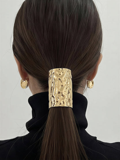Hammered Textured Metal Ponytail Hair Clip