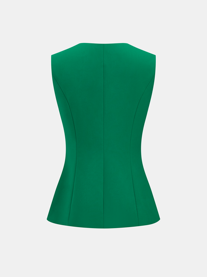 Button Front Tailored Vest & Skort Set
