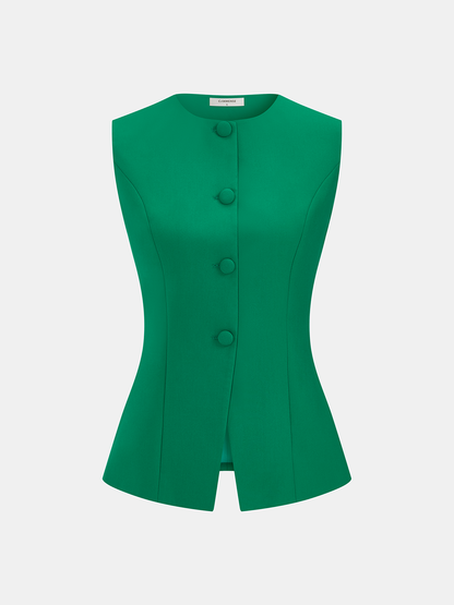 Button Front Tailored Vest & Skort Set