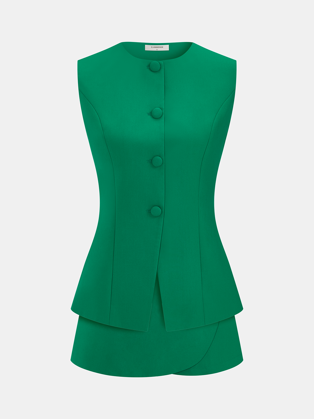Button Front Tailored Vest & Skort Set