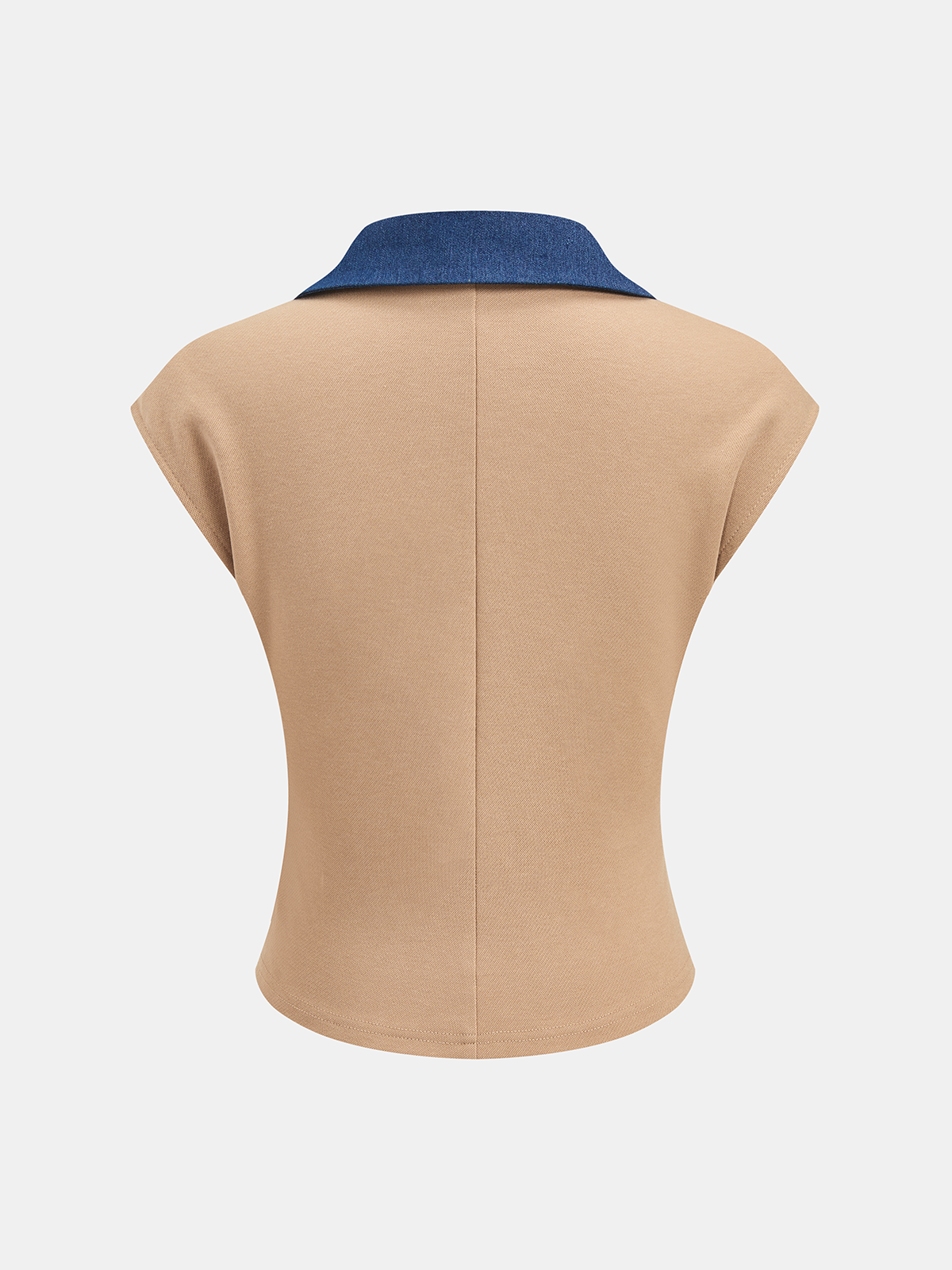 Denim Panel Sleeveless Knit Top & Pants Set