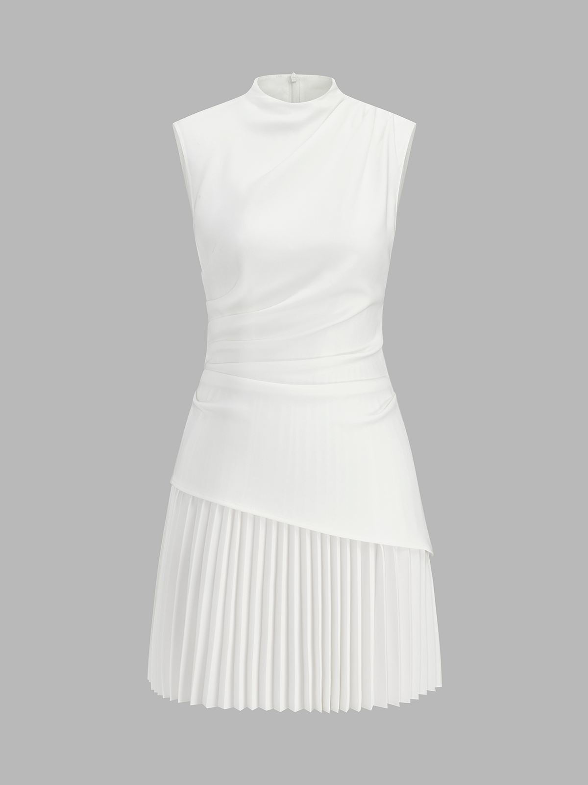 Sleeveless Asymmetrical Pleated Mini Dress
