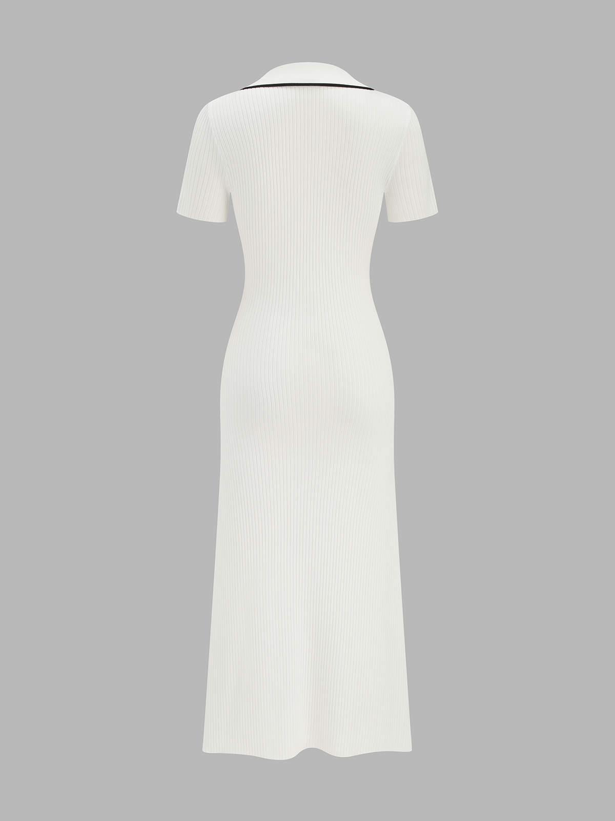 Contrast Trim Button Front Knit Maxi Dress