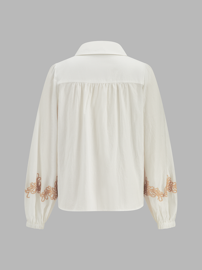 Cotton Embroidered Shirt & Belted Shorts Set