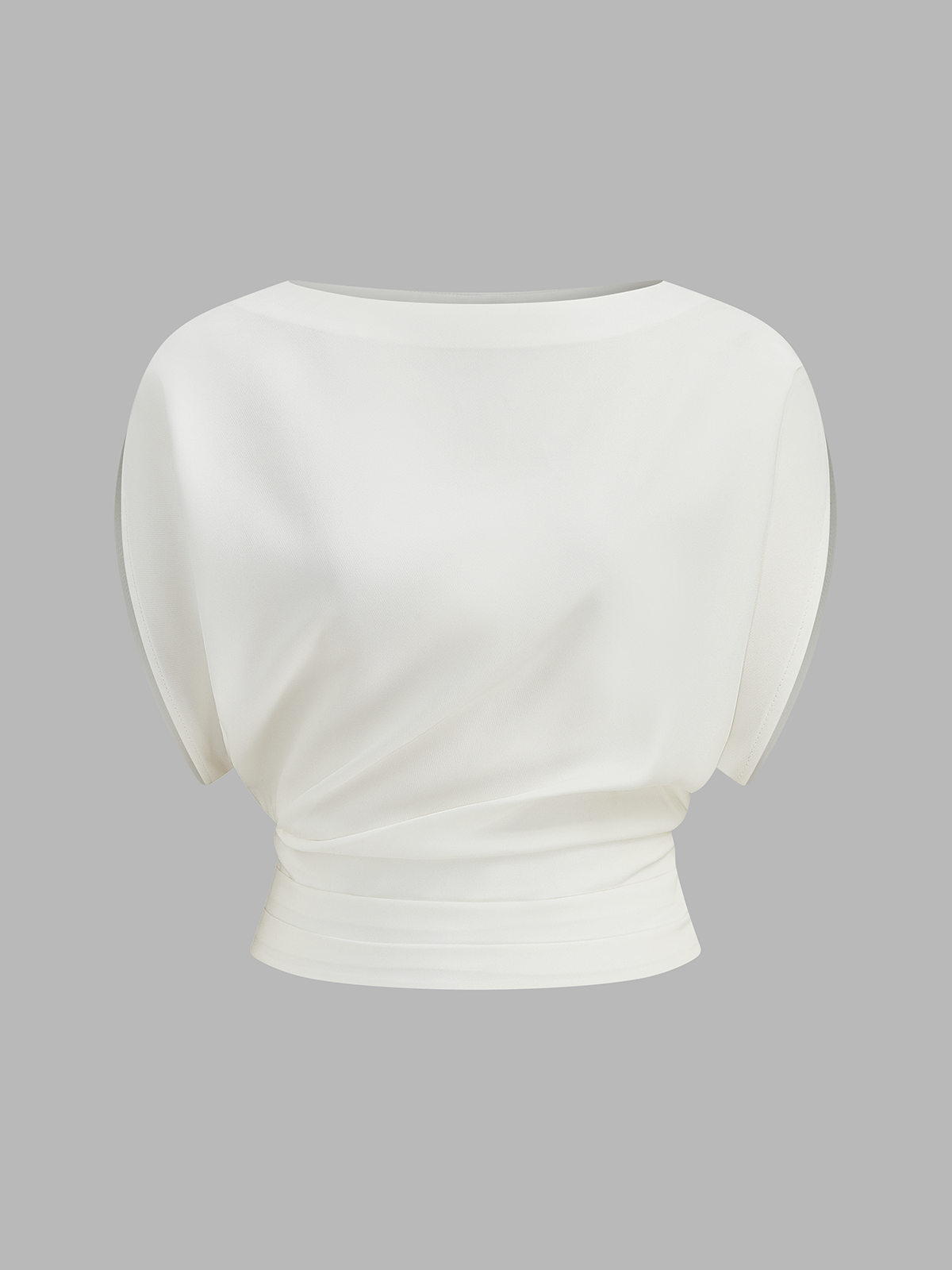 Ruched Cinched Waist Boat Neck Blouse