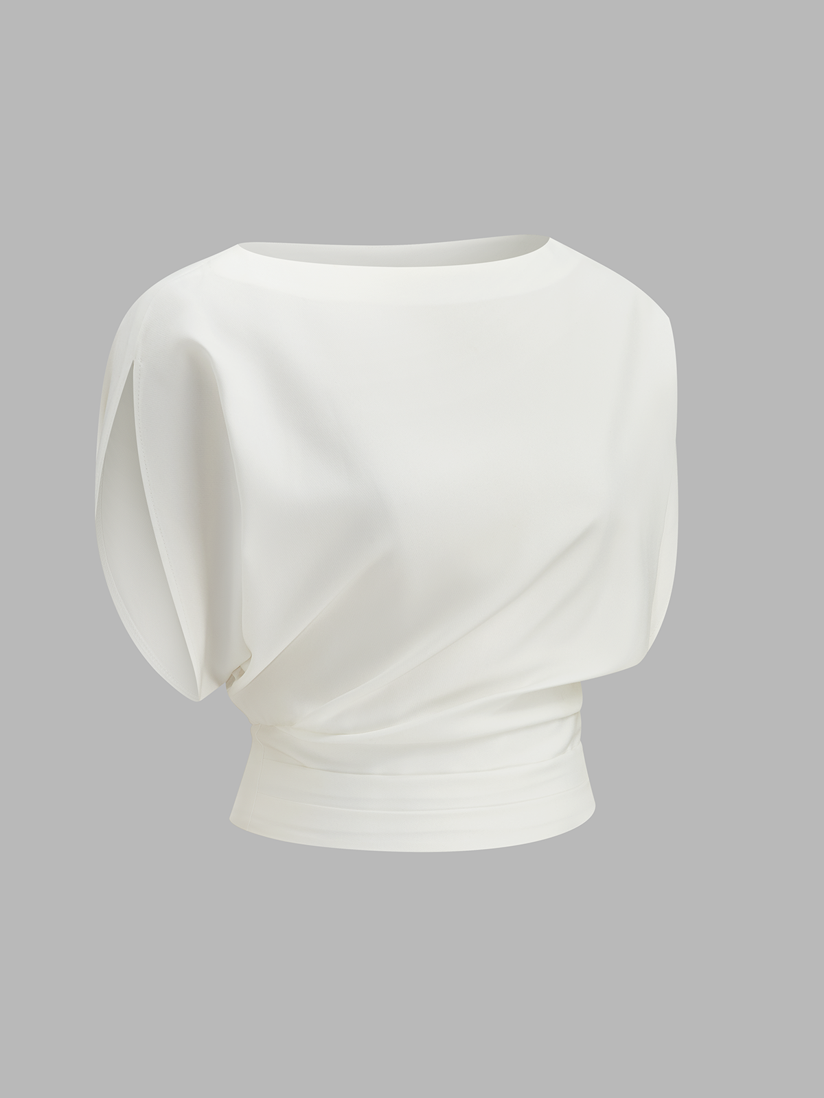 Ruched Cinched Waist Boat Neck Blouse
