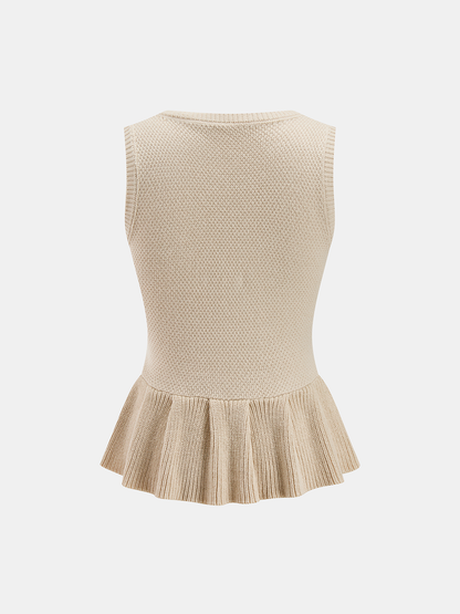 Sleeveless Ruffle Hem Knit Peplum Top