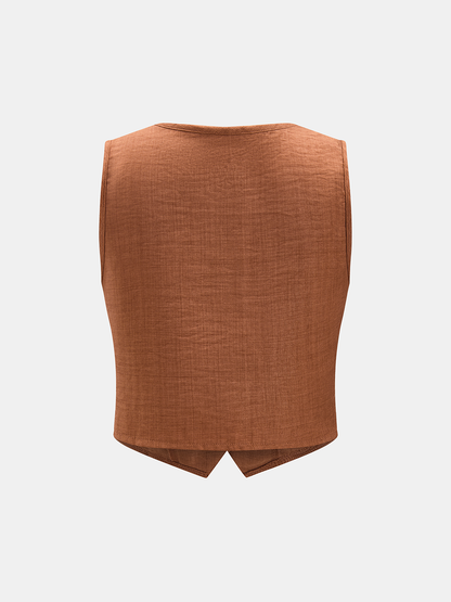 Buttoned Vest & Pleated Wide Leg Pants Set