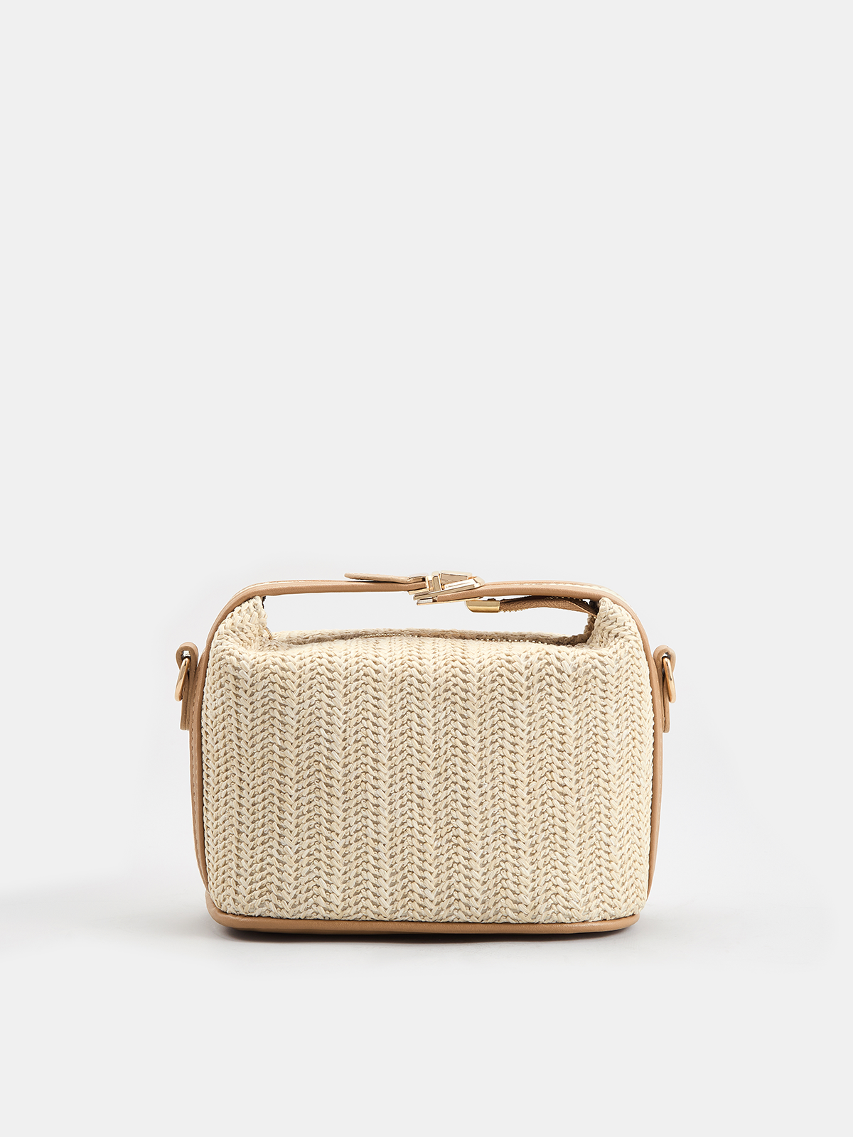 Woven Boxy Top Handle Crossbody Bag