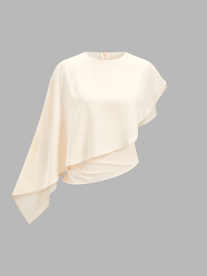 Draped Asymmetrical Satin Blouse