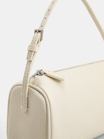Genuine Leather Cylindrical Shoulder Bag