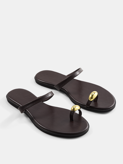 Metal Accent Toe Post Flat Sandals