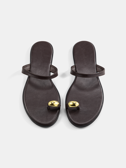 Metal Accent Toe Post Flat Sandals