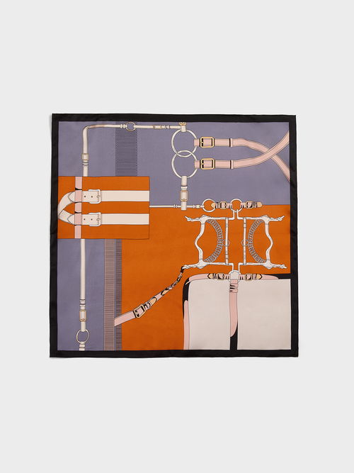 Luxury Harness Print 100% Silk Square Scarf