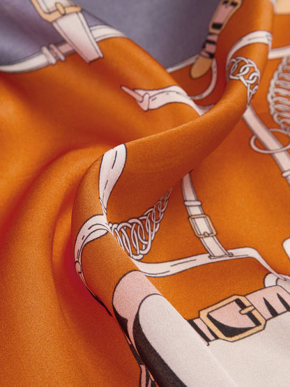 Luxury Harness Print 100% Silk Square Scarf