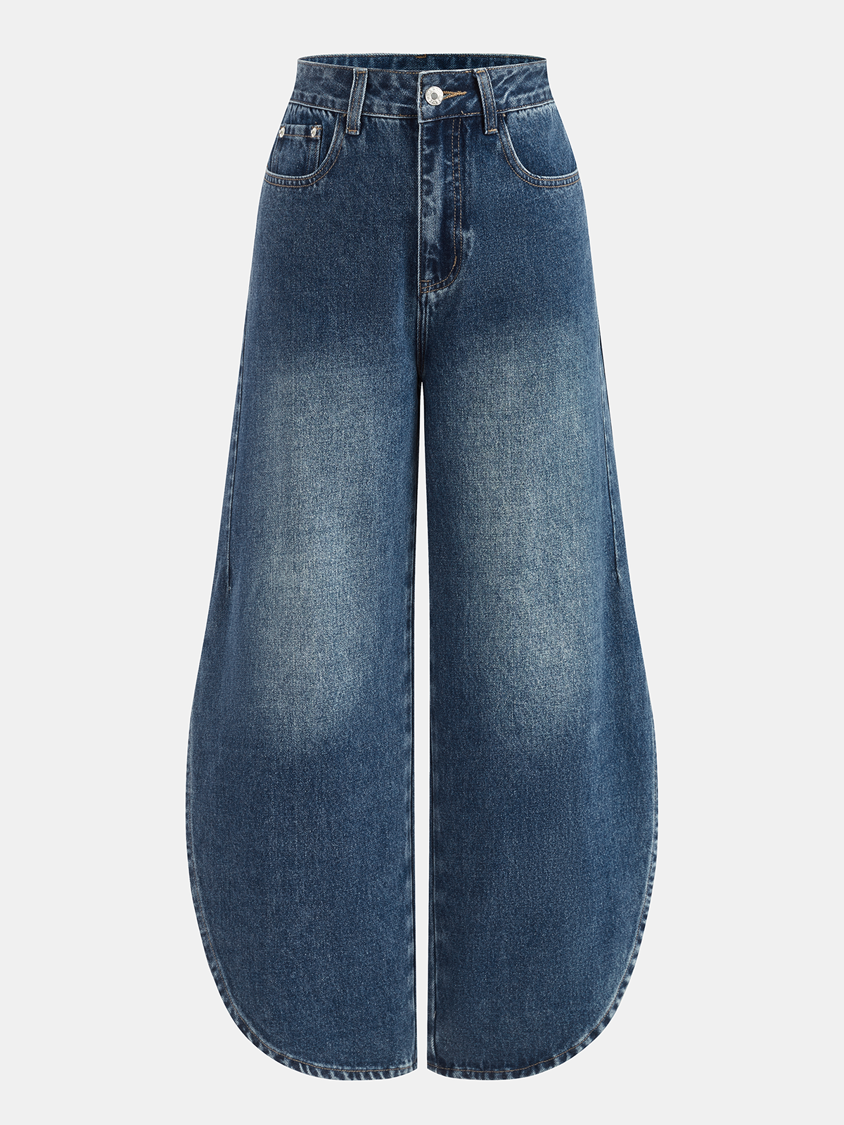 Side Slit Mid-Waist Wide-Leg Jeans