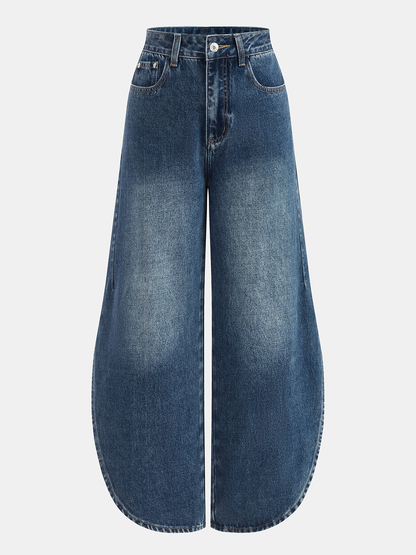 Side Slit Mid-Waist Wide-Leg Jeans