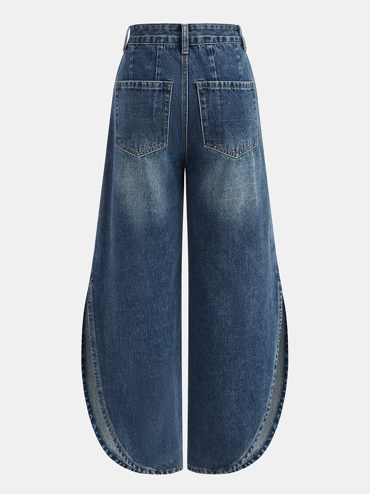 Side Slit Mid-Waist Wide-Leg Jeans
