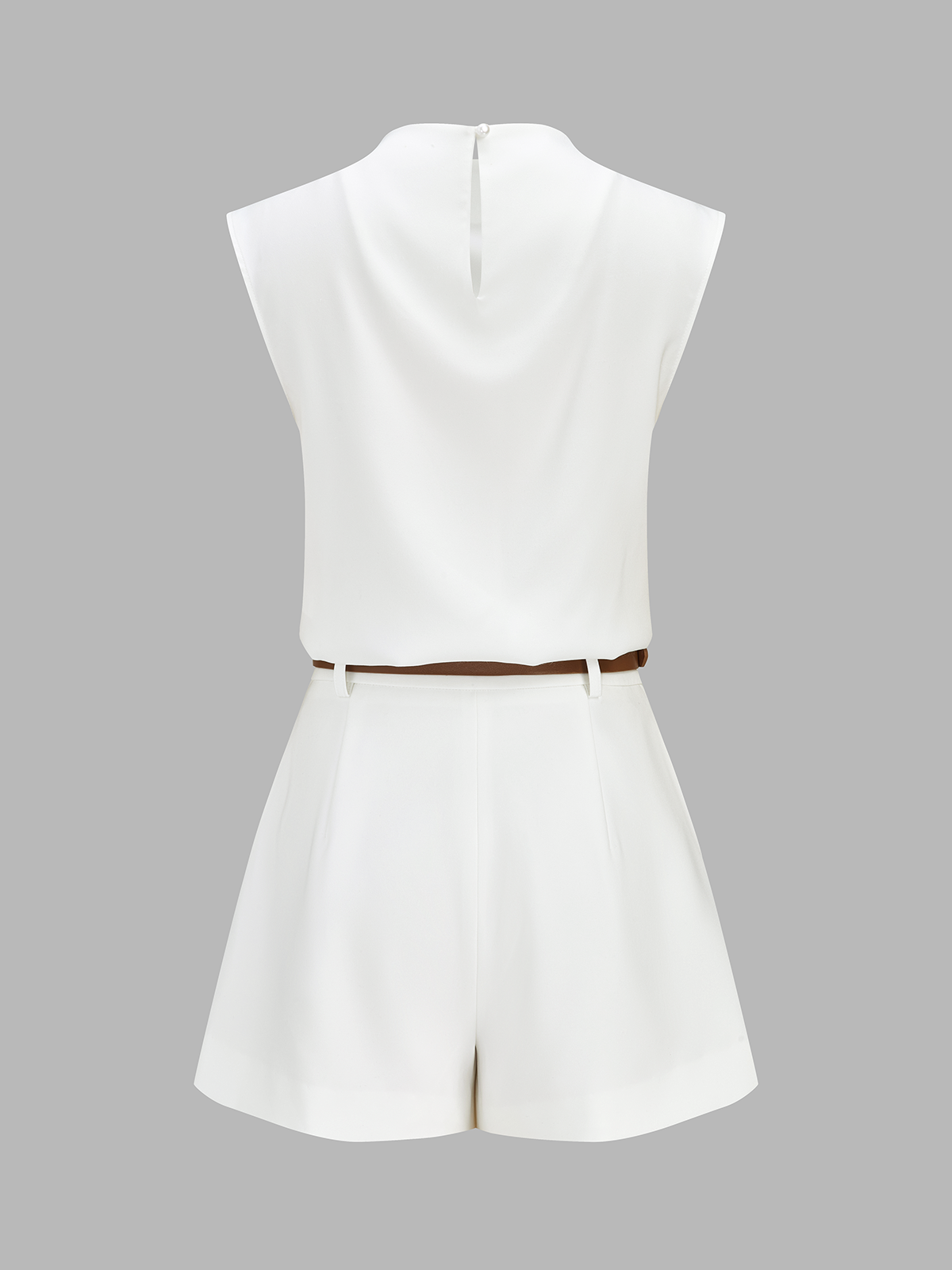 Draped Sleeveless Top & Belted Shorts Set