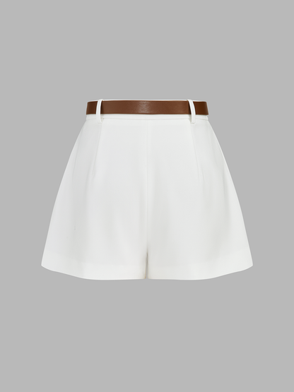 Draped Sleeveless Top & Belted Shorts Set