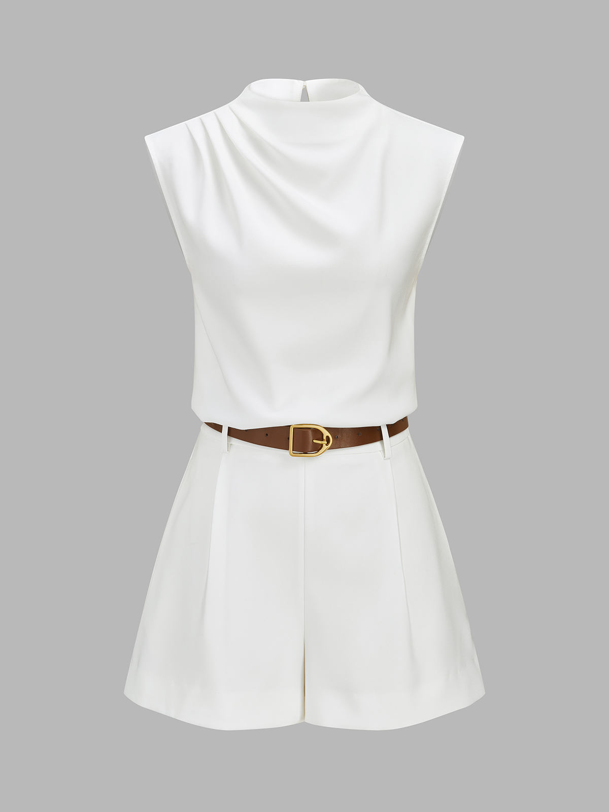 Draped Sleeveless Top & Belted Shorts Set