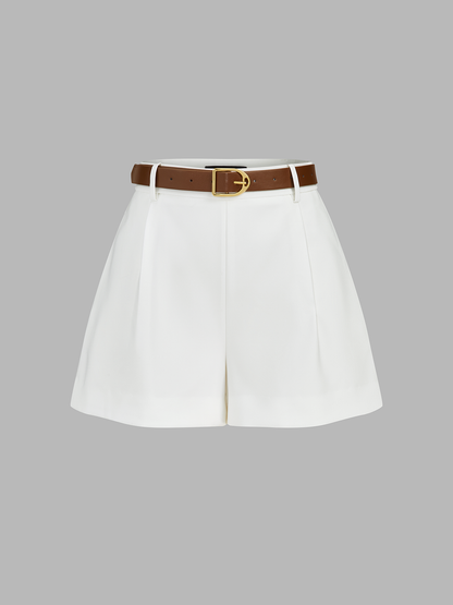 Draped Sleeveless Top & Belted Shorts Set