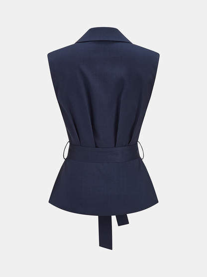 Sleeveless Belted Blazer Vest