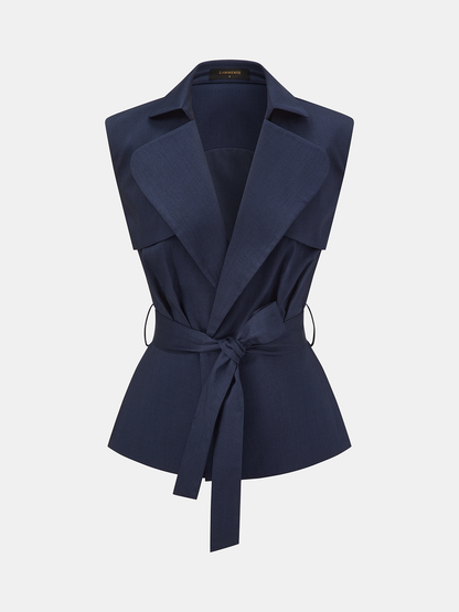 Sleeveless Belted Blazer Vest