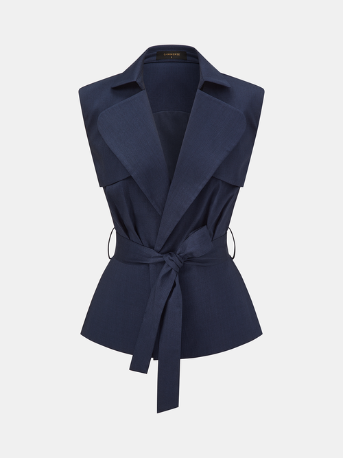 Sleeveless Belted Blazer Vest