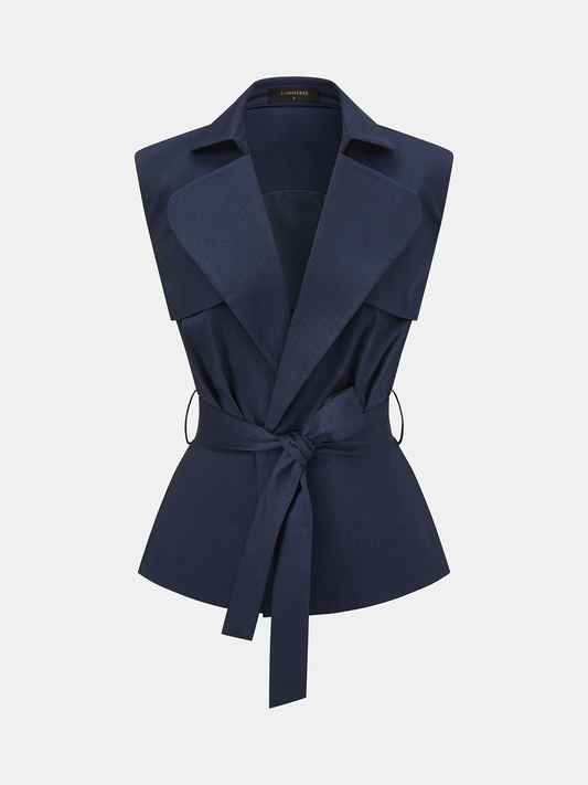 Sleeveless Belted Blazer Vest