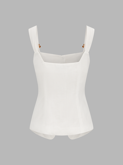 Linen Blend Metal Detail Cami Top