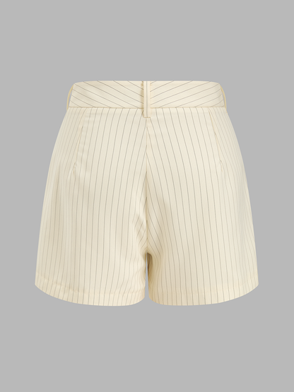 Striped Tie-Front Cropped Top & Shorts Set