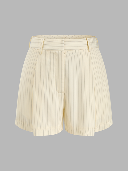 Striped Tie-Front Cropped Top & Shorts Set